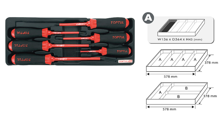 Bộ tua vít cách điện 6 chi tiết Toptul GAAT0603