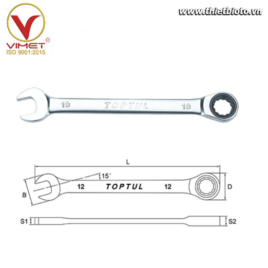 Cờ lê vòng miệng tự động TOPTUL AOAA1717